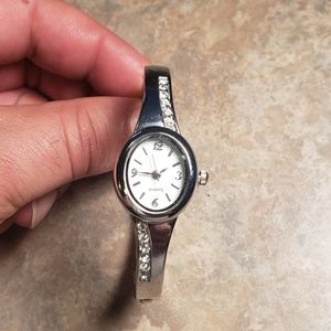 Stainless Steel Quartz Watch Bracelet. W/ bling